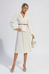 Dylan Beige Ruched Blazer Midi Dress