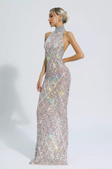 Louise Silver Diamond Maxi Dress