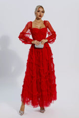 Maryam Red Wedding Bridesmaid Maxi Dress