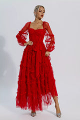 Maryam Red Wedding Bridesmaid Maxi Dress