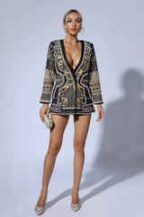 Milani Gold Pearl Blazer Dress