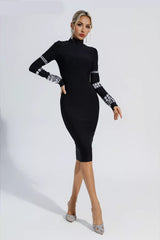 Miranda Black Diamond Bandage Dress