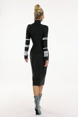 Phoebe Diamante Long Sleeve Bandage Dress