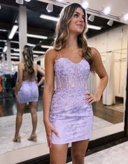 Pretty Bodycon Corset Homecoming Dress With Lace Detail