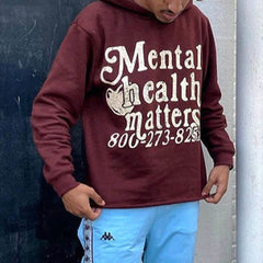 Mental Health Matters Print Long Sleeve Hoodie