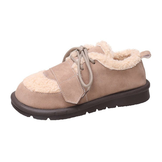 plus Size Cotton Shoes Women's Winter Fleece-Lined2023New Fashion Retro All-Match Birkenstock Women Flat Non-Slip Snow Boots Women